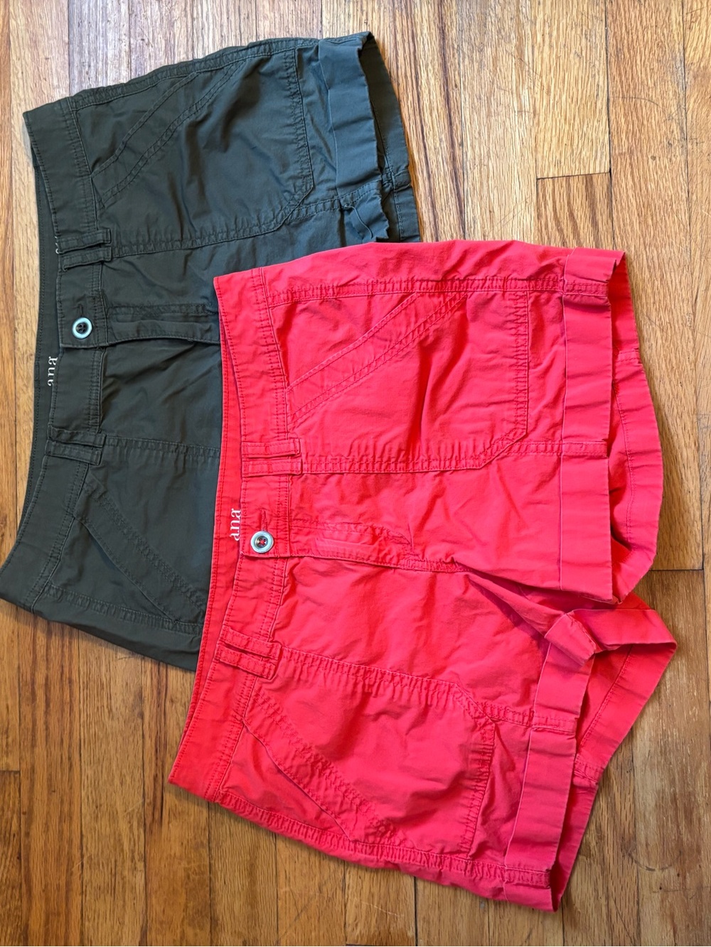 2 Pairs - a.n.a Cargo Shorts - Red and Olive